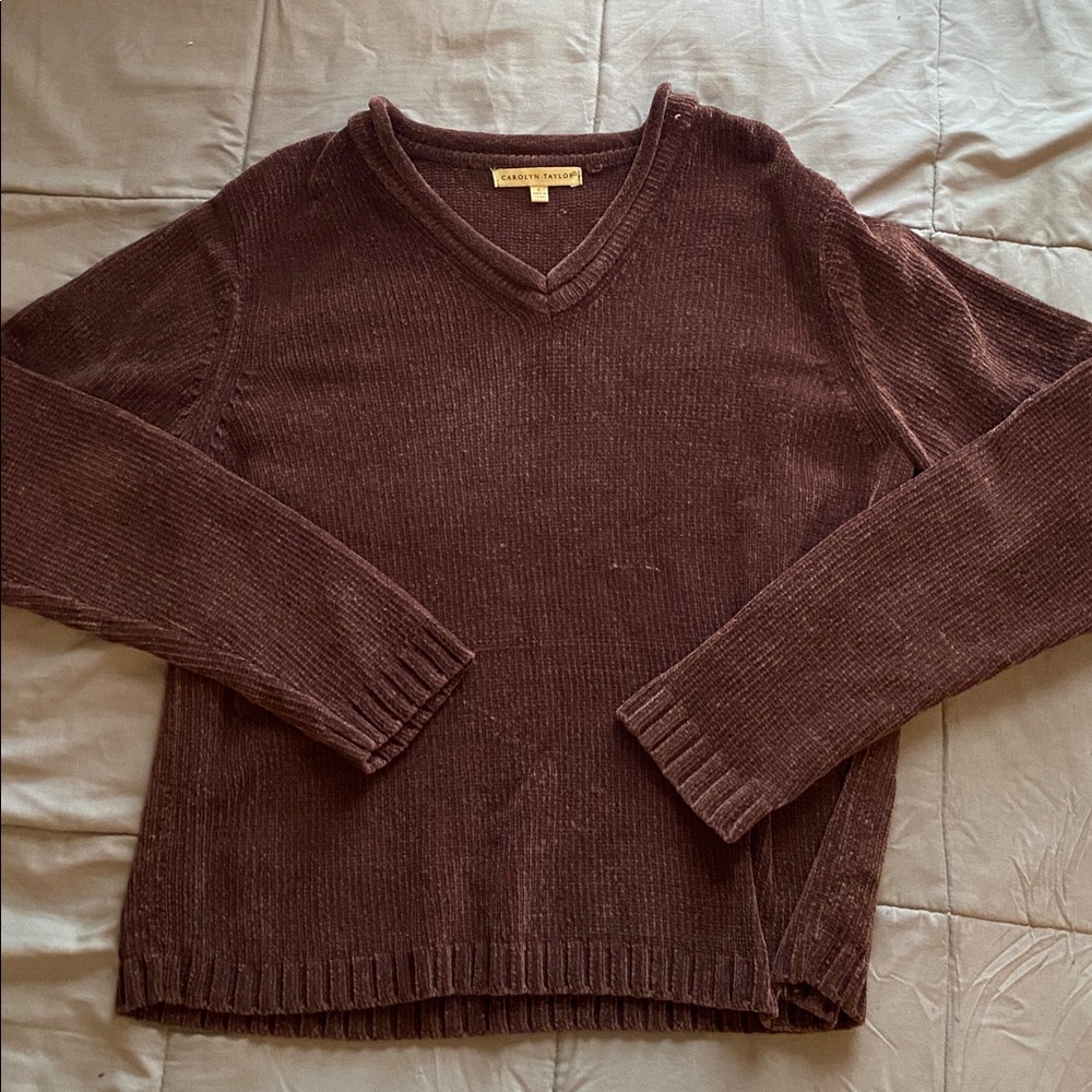 Carolyn Taylor Chocolate Brown V-Neck Sweater